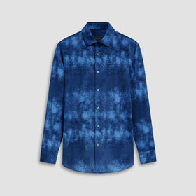 Men's Bugatchi | James Airbrush Print OoohCotton® Shirt | Navy