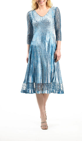 Women's Komarov | Lace Sleeve Charmeuse Dress | Velvet Stone