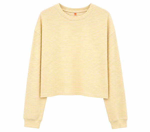 Women's Mono B | Long-Sleeve Striped Crewneck | Yellow