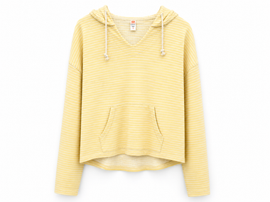 Women's Mono B | Long-Sleeve Striped Hooded Pullover | Yellow