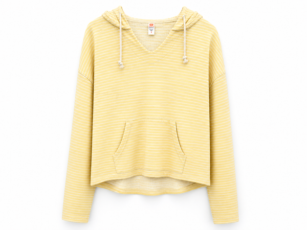 Women's Mono B | Long-Sleeve Striped Hooded Pullover | Yellow