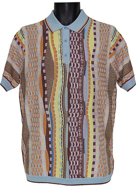 Men's Cigar | Knitted Color Block Polo | Sky