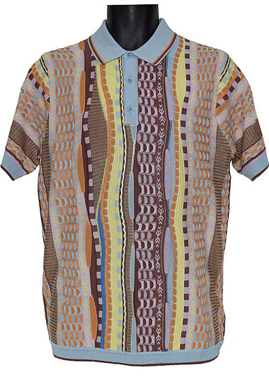Men's Cigar | Knitted Color Block Polo | Sky