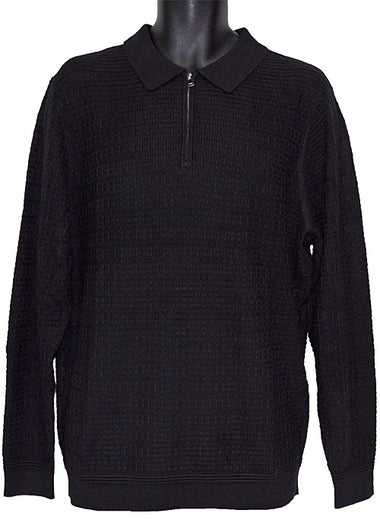 Men's Cigar | Zipper Polo Sweater | Black