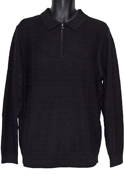 Men's Cigar | Zipper Polo Sweater | Black
