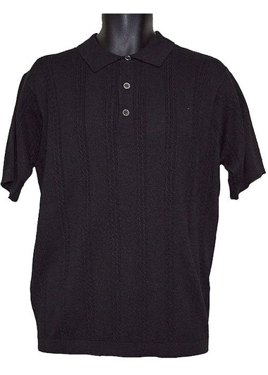 Men's Cigar | Cable-Knit Polo | Black