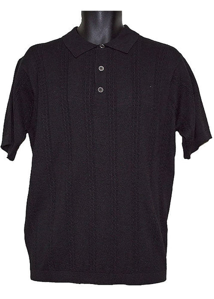 Men's Cigar | Cable-Knit Polo | Black