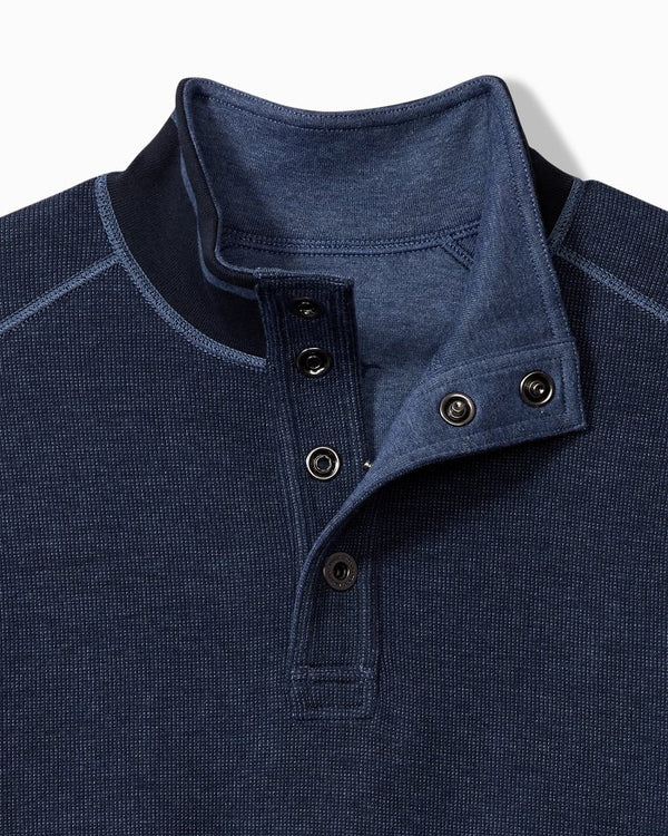 Men's Tommy Bahama | Coast Reversible Snap Mock Sweatshirt | Blue Note Heather