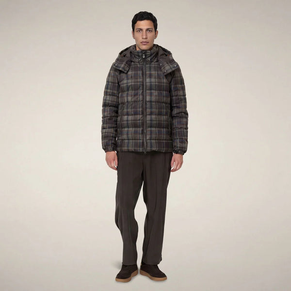 Men's Save the Duck | Gibson - Hooded Jacket | Brown Big Checks