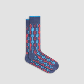 Men's Bugatchi | Geometric Mid-Calf Socks | Blue