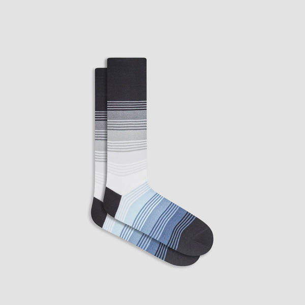 Men's Bugatchi | Color Block Striped Mid-Calf Socks | Black