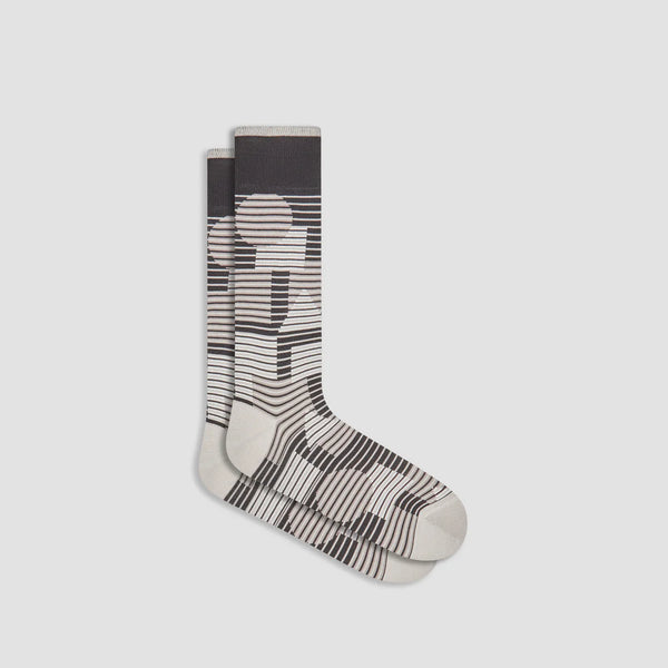 Men's Bugatchi | Striped Geometrical Mid-Calf Socks | Black