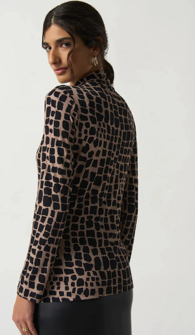 Women's Joseph Ribkoff | Ruched Top | Black & Latte