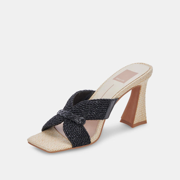 Women's Dolce Vita | Nitro Open Squared Toe Sandals | Black Raffia