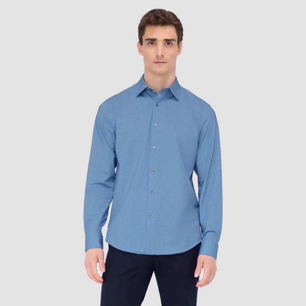Men's Bugatchi | James Paisley OoohCotton® Shirt | Night Blue