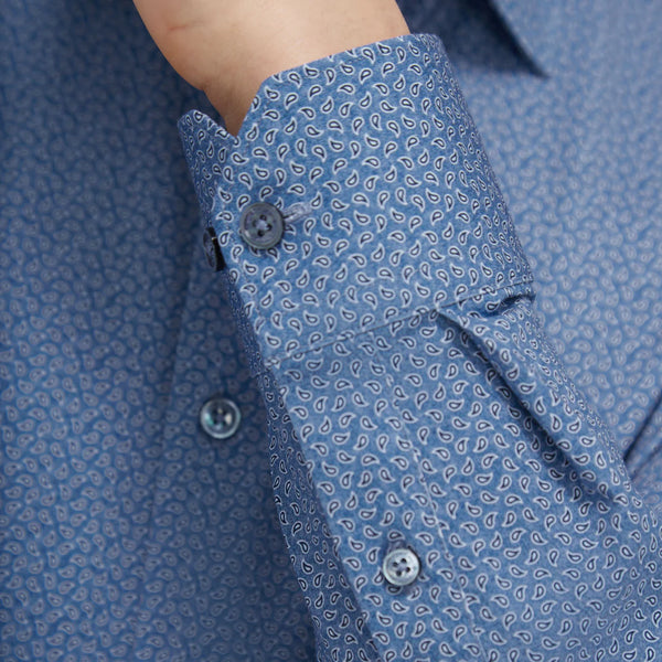 Men's Bugatchi | James Paisley OoohCotton® Shirt | Night Blue