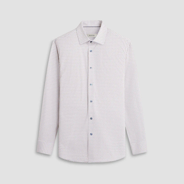 Men's Bugatchi | James Geometric OoohCotton® Shirt | Dijon