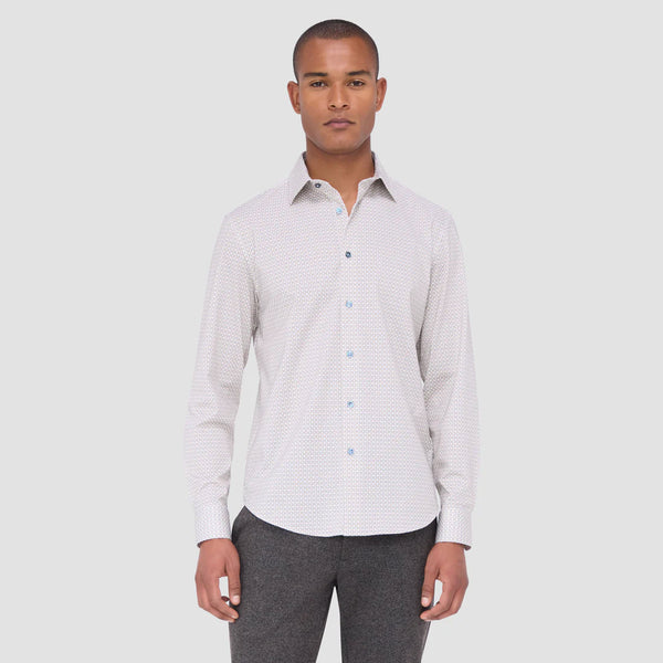 Men's Bugatchi | James Geometric OoohCotton® Shirt | Dijon