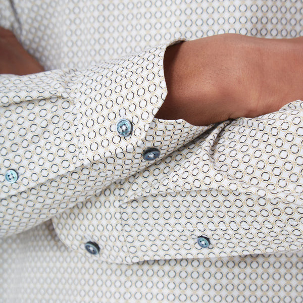 Men's Bugatchi | James Geometric OoohCotton® Shirt | Dijon