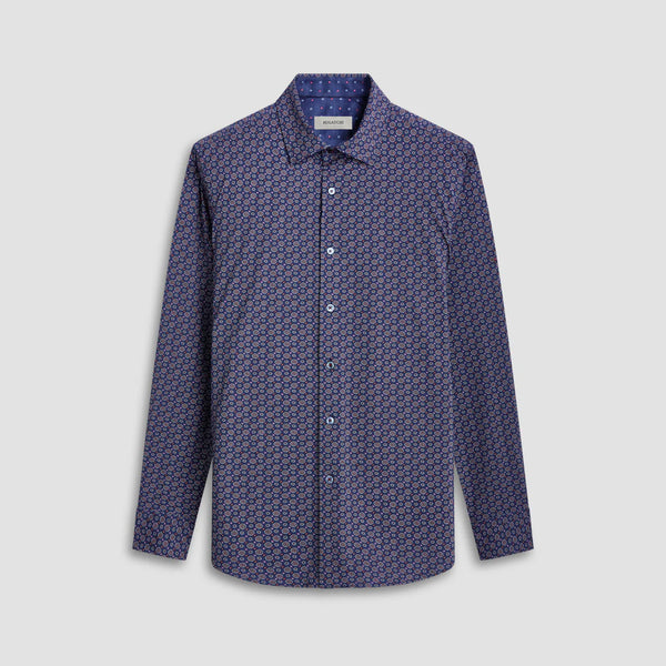 Men's Bugatchi | Jimmy Double Sided Medallion/Geometric OoohCotton® Shirt | Plum