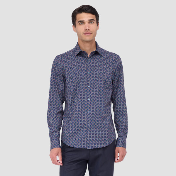 Men's Bugatchi | Jimmy Double Sided Medallion/Geometric OoohCotton® Shirt | Plum
