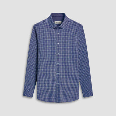 Men's Bugatchi | Jimmy Double Sided Geometric/Dot OoohCotton® Shirt | Navy