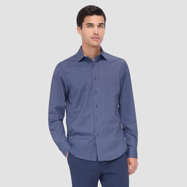 Men's Bugatchi | Jimmy Double Sided Geometric/Dot OoohCotton® Shirt | Navy