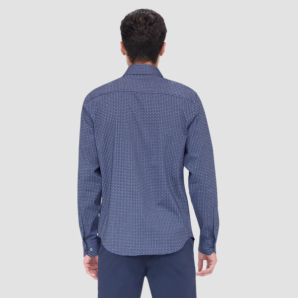 Men's Bugatchi | Jimmy Double Sided Geometric/Dot OoohCotton® Shirt | Navy