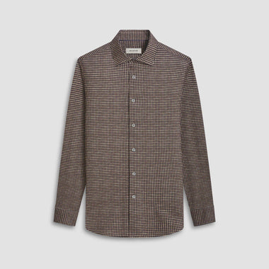 Men's Bugatchi | James Checkered OoohCotton® Shirt | Caramel