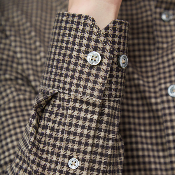 Men's Bugatchi | James Checkered OoohCotton® Shirt | Caramel