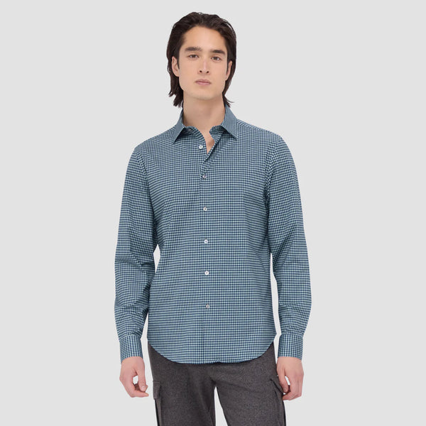 Men's Bugatchi | James Checkered OoohCotton® Shirt | Sage
