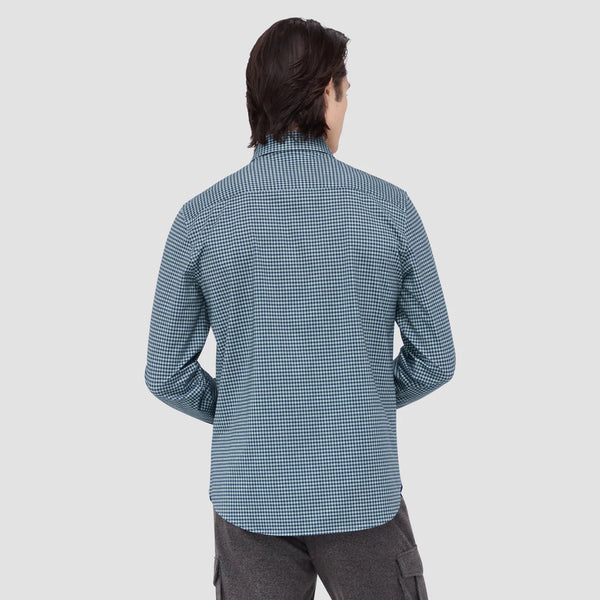Men's Bugatchi | James Checkered OoohCotton® Shirt | Sage