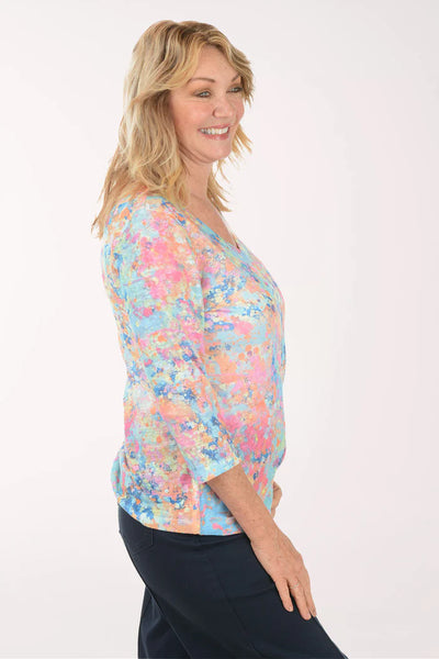 Women's French Dressing | V-Neck Knit Top | Sparkle Splatter