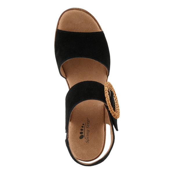 Women's Spring Step | Gamona Sandal by Azura | Black Suede