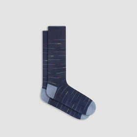 Men's Bugatchi | Interupted Stripe Mid-Calf Socks | Navy