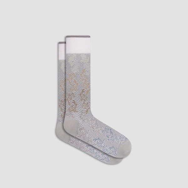 Men's Bugatchi | Chevron Abstract Mid-Calf Socks | Stone