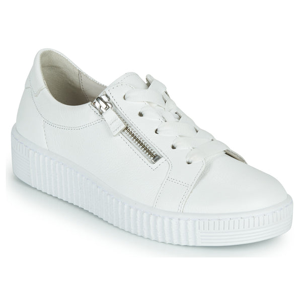Women's Gabor Shoes | Nappa Platform Side Zip Sneaker | White