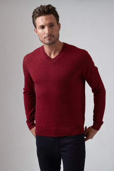 Men's Raffi |  THE BRONSON V-Neck Sweater | Red