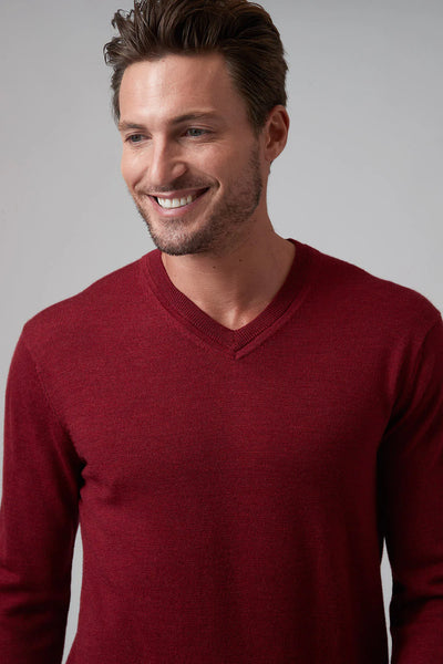 Men's Raffi |  THE BRONSON V-Neck Sweater | Red