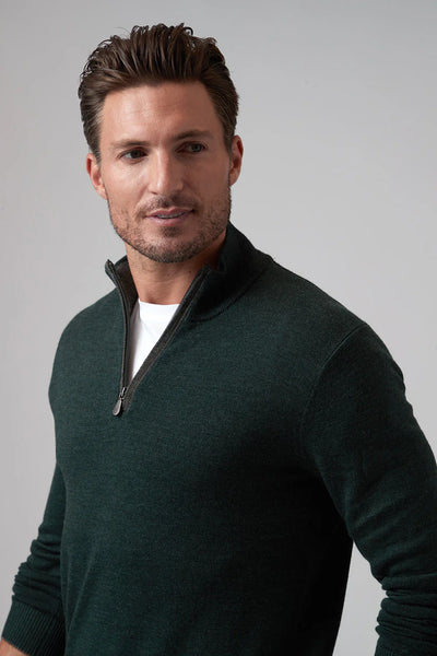 Men's Raffi |  THE PALMER 1/4 Zip Sweater | Forest