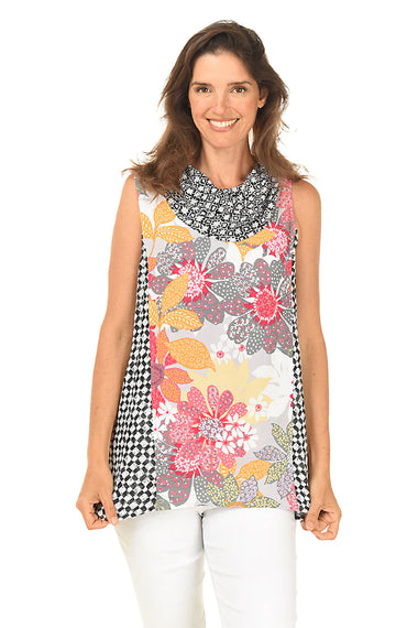 Women's Habitat | Pink Floral Diamond Sleeveless Tunic | Melon