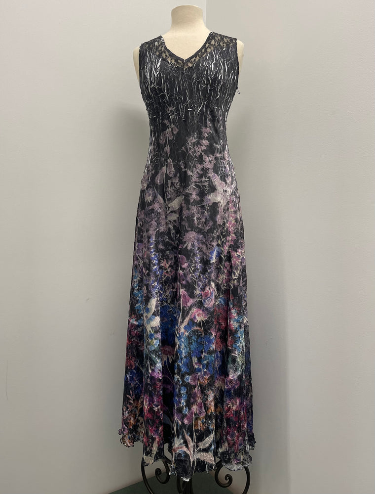 komarov lace up back dress Komarov Lace Paisley Print 3/4 Sleeve Charmeuse and Lace Midi Dress