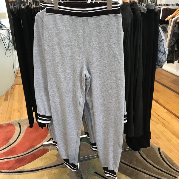 Women's Mono B | Cotton Blend Striped Joggers | Heather Gray