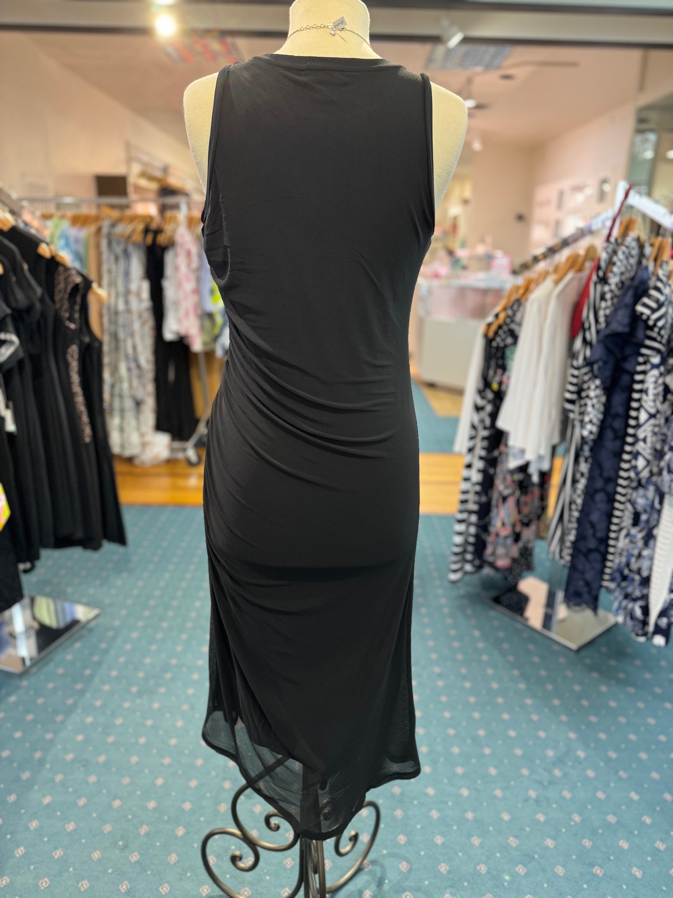 Women's Tribal | Slim Fit Maxi Dress with Side Ruching | Black - FLCrooks.com Women's Tribal | Slim Fit Maxi Dress with Side Ruching | Black - FLCrooks.com