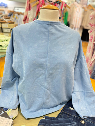 Women's Habitat | Cotton Blend Boxy Sweatshirt Top | Azure Blue