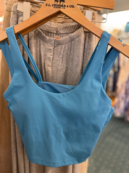 Women's Mono B | Longline Double Strap Sports Bra | Blue Jay