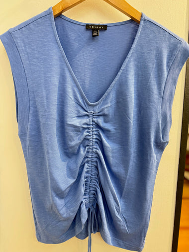 Women's Tribal Jeans | Sleeveless V-Neck Top with Ruching | Bluestar