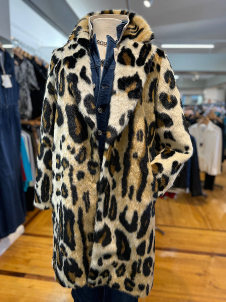 Women's SHACI | Antibes Leopard Print Faux Fur Coat | Beige