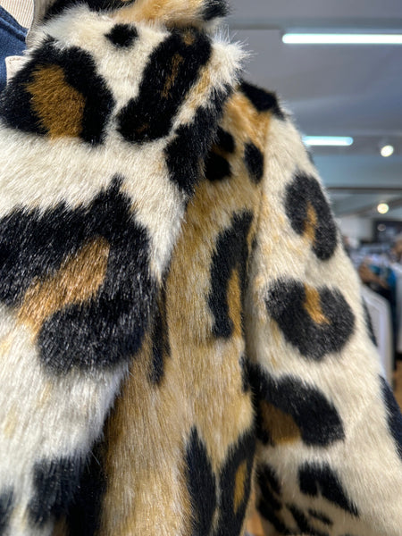Women's SHACI | Antibes Leopard Print Faux Fur Coat | Beige