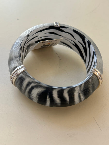 Women's Brighton | Trinity Zebra Wide Bangle Bracelet |Black and White